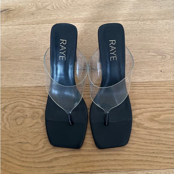 Raye - Ria Slip On Mules Sandals in Clear & Black